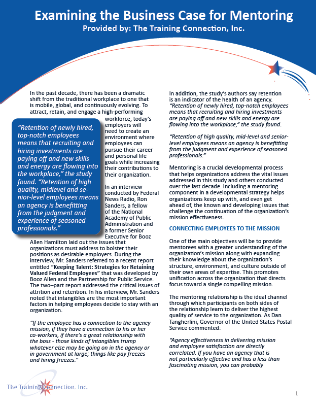 Examining the Case for Mentoring Cover page
